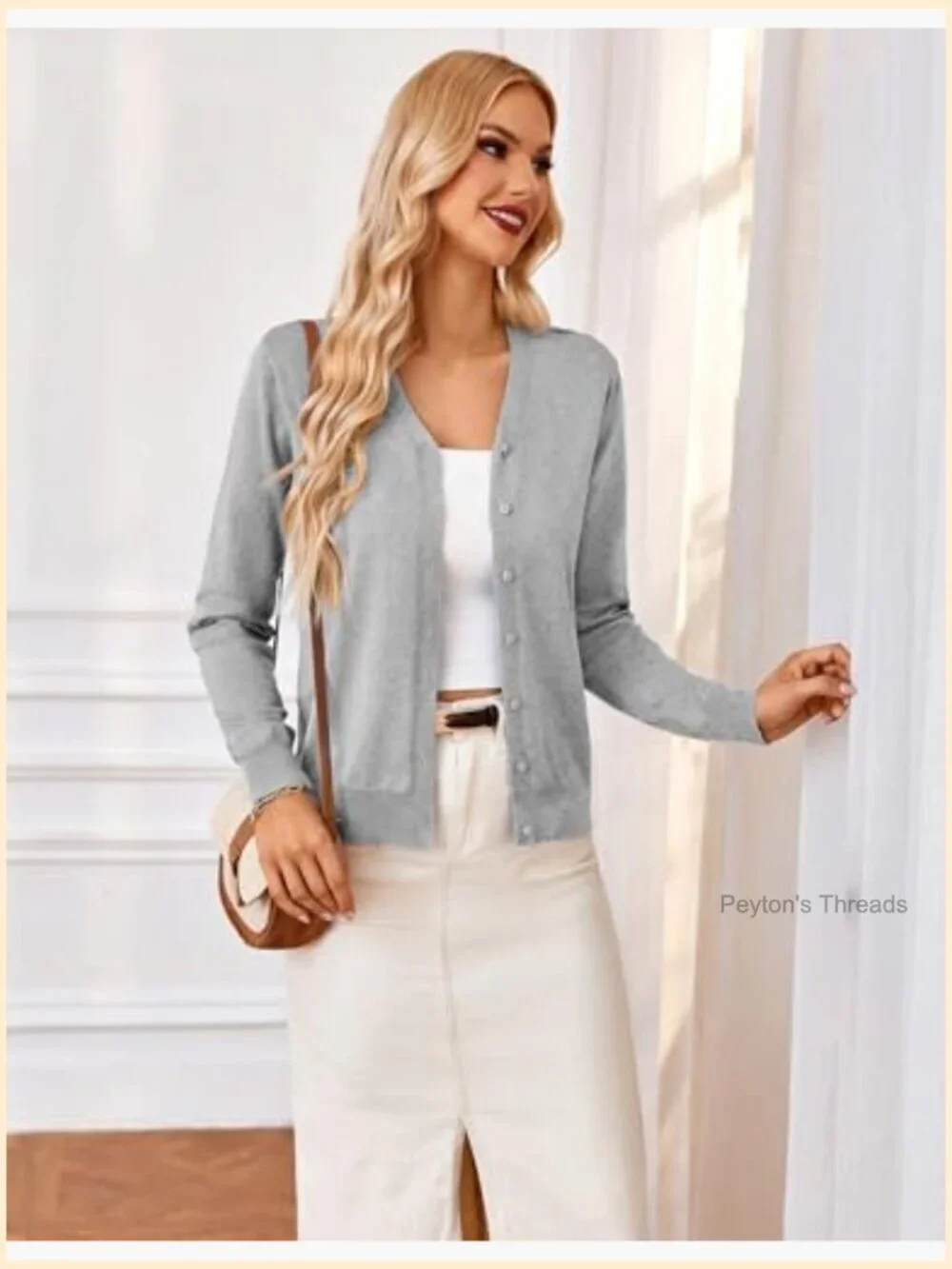 Long Sleeve Button Down V-Neck Sweater Knit Cardigan